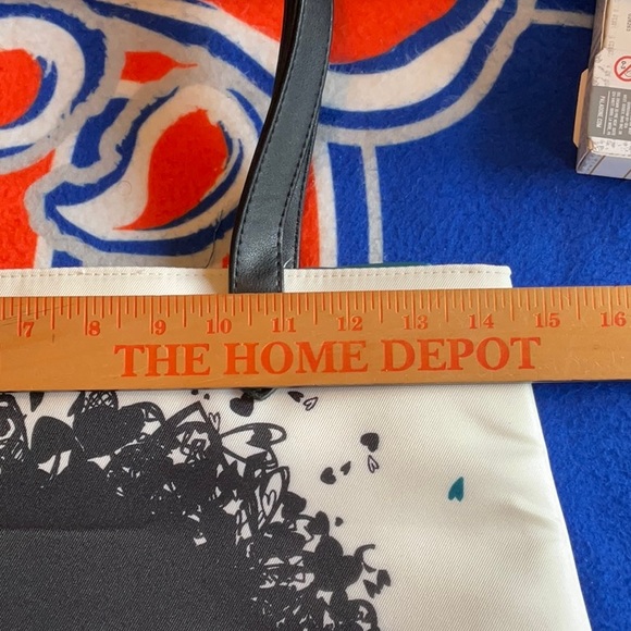 Hearts & Curls Cream/Black/Teal Tote Bag, NWT - Picture 8 of 14